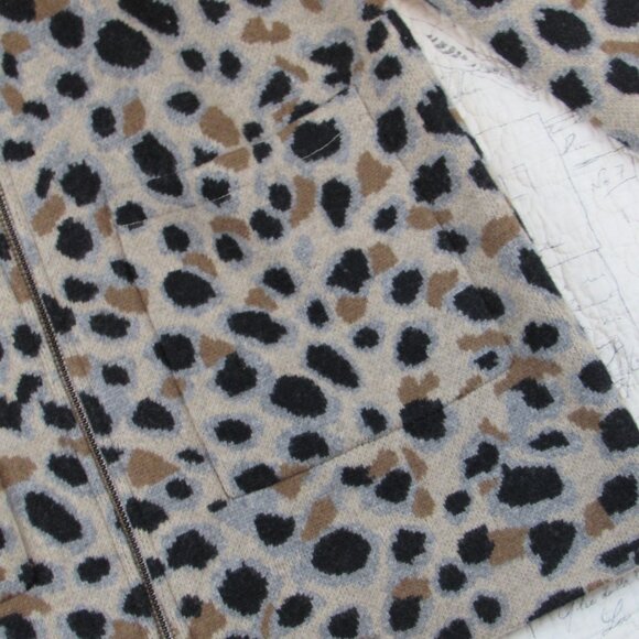 Field Flower Anthropologie Miena Leopard Zip Cardigan Sweater coat wool S - Picture 6 of 6